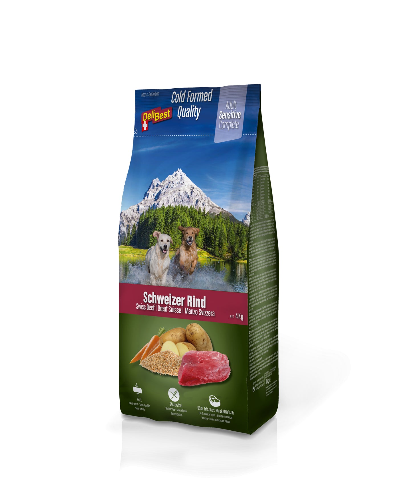 DeliBest Hund Adult Sensitive Complete Rind halbfeuchtes Trockenfutter (kaltgeformt)