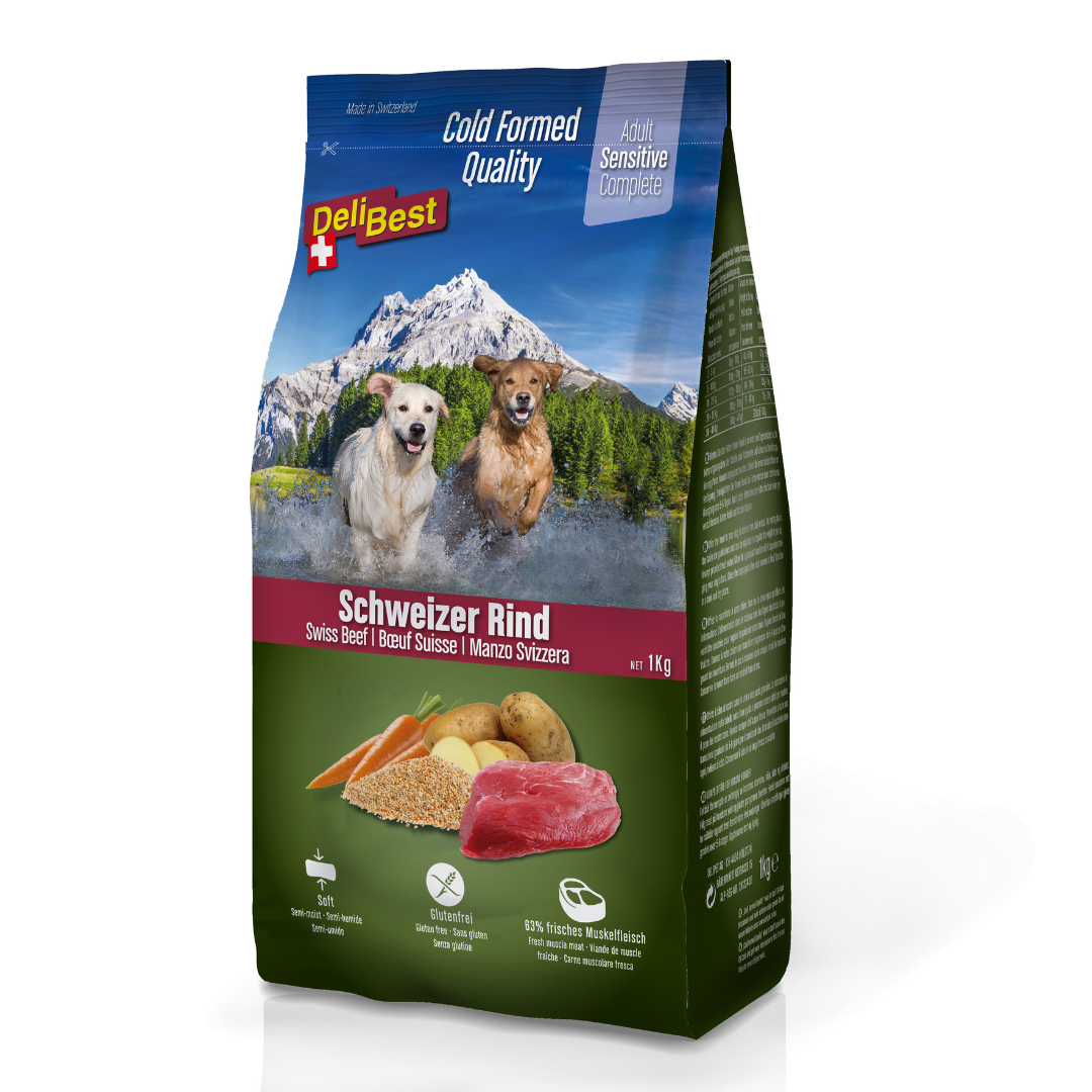 DeliBest Hund Adult Sensitive Complete Rind halbfeuchtes Trockenfutter (kaltgeformt)