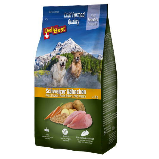 DeliBest Hund Adult Sensitive Complete Hähnchen halbfeuchtes Trockenfutter (kaltgeformt)