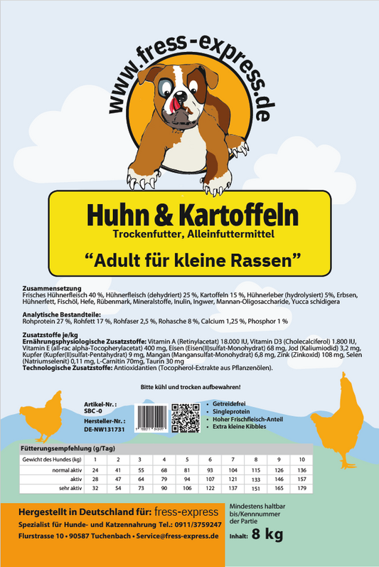 fress-express Huhn & Kartoffeln "Adult für kleine Rassen"