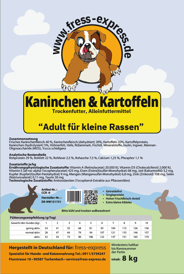 Kaninchen und Krtoffeln kleine Rassen