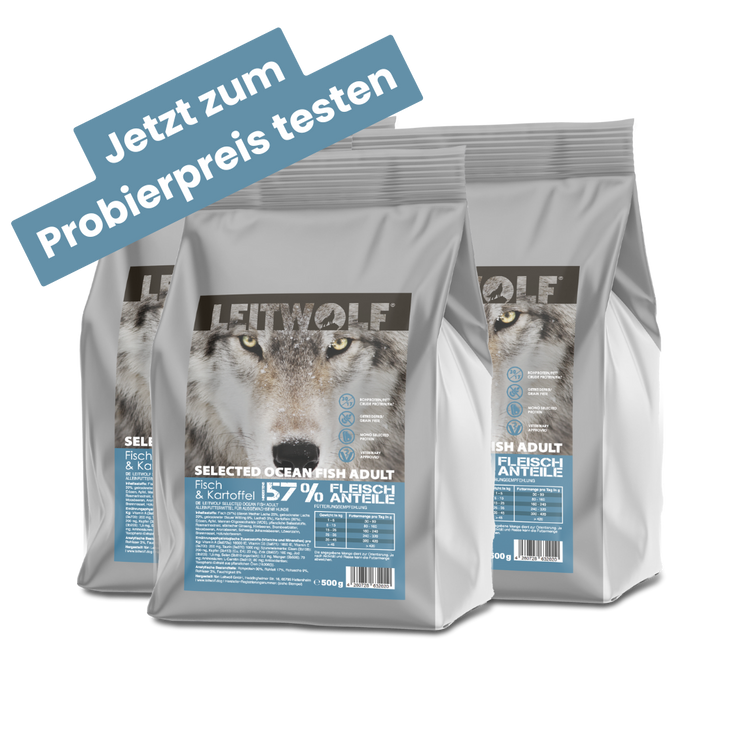 Leitwolf Selected Ocean Fish Adult  - Probierpaket 3x500g Hinweis: Nur einmal pro Kunde erhältlich!