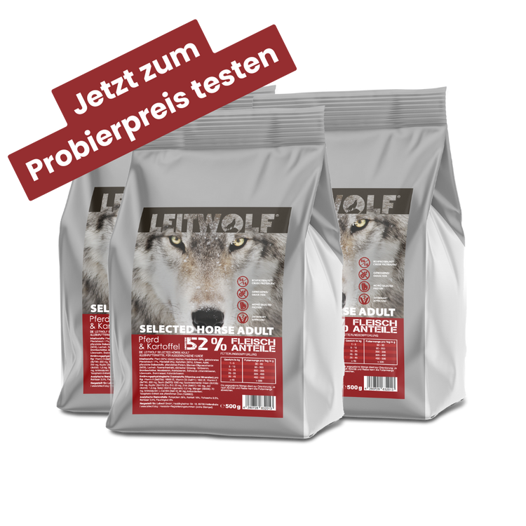 Leitwolf Selected Horse Adult - Probierpaket 3x500g  Hinweis: Nur einmal pro Kunde erhältlich!