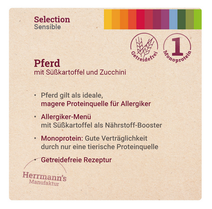 Pferd mit Sueßkartoffel + Zucchini Selection