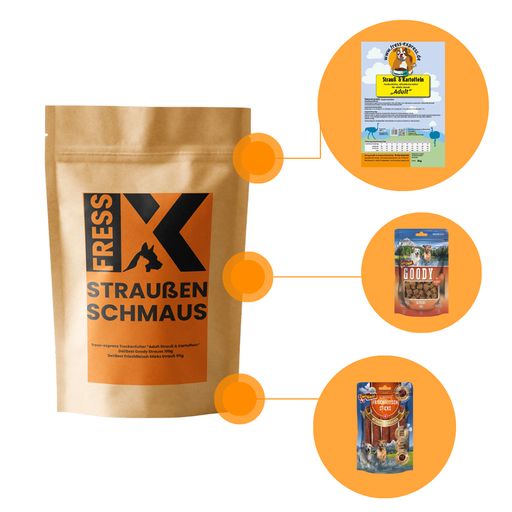 Hypoallergenes Hundefutter für sensible Hunde | Probierpaket Trockenfutter | Leckerlis testen