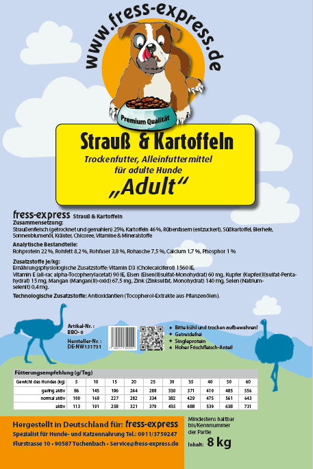 Strauß & Kartoffeln Hypoallergen Monoprotein Getreidefrei